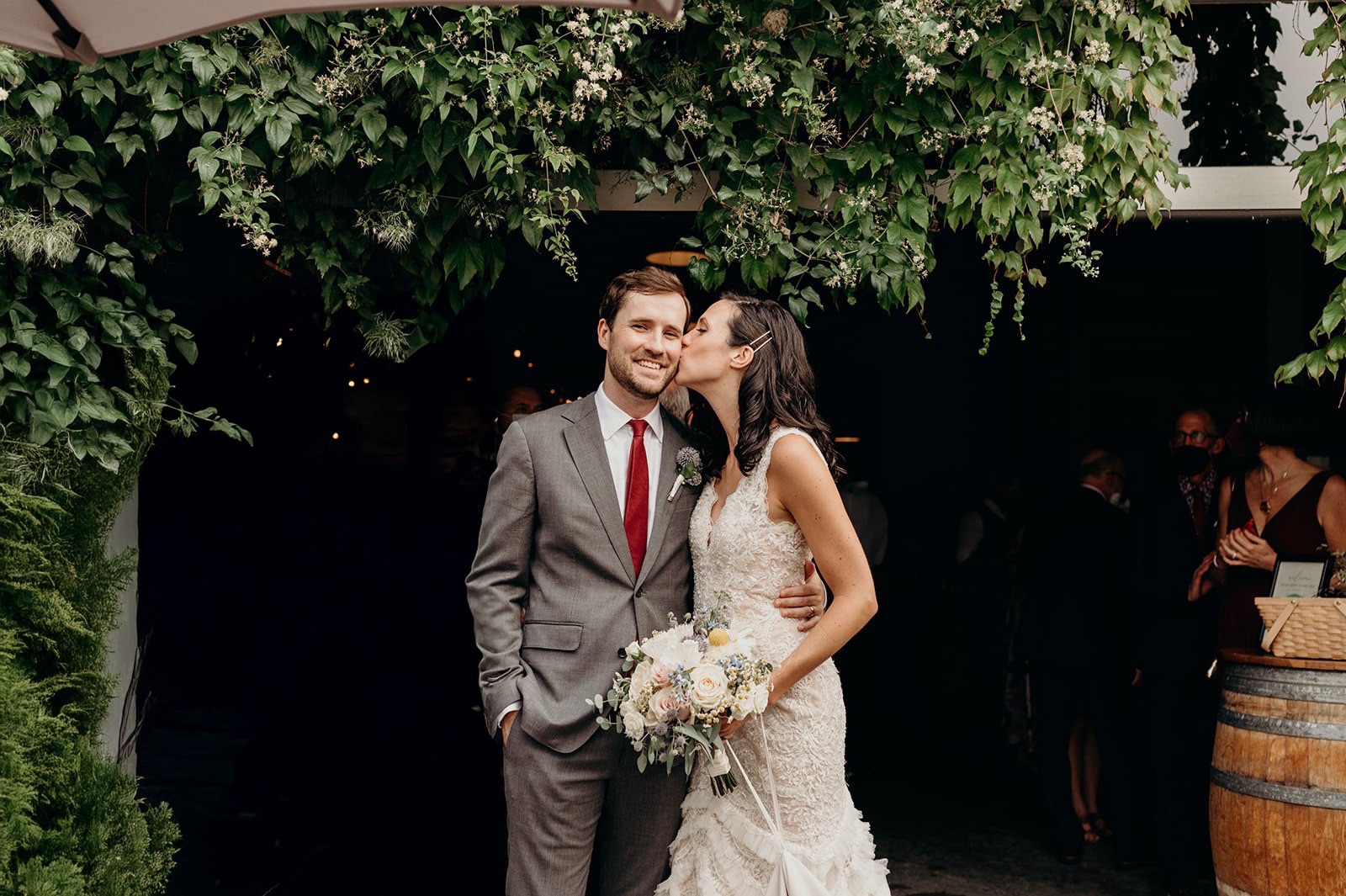 A couple at their wedding at ENSO winery